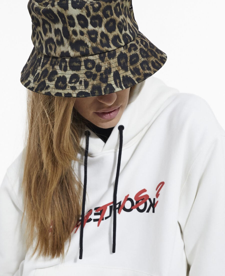 The Kooples M BLACK WHITE black leopard print bucket hat
