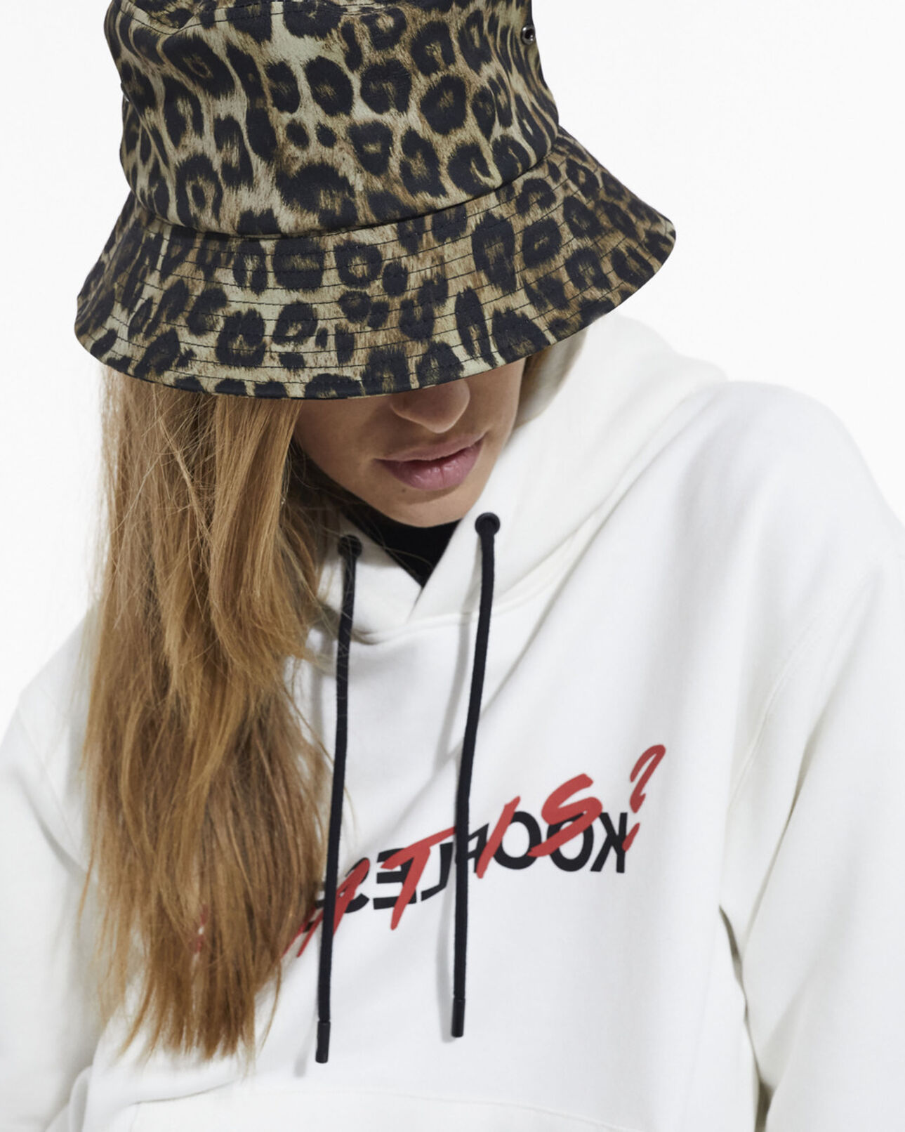 The Kooples MIXED BLACK WHITE black leopard print bucket hat