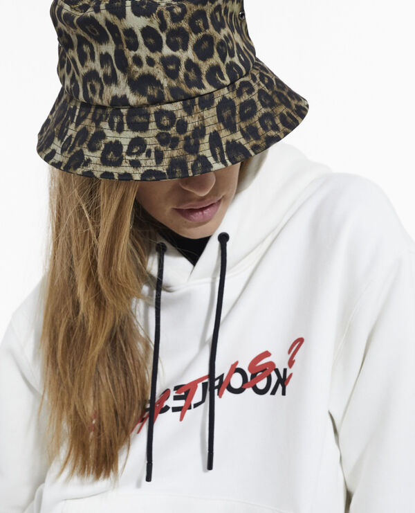 The Kooples MIXED BLACK WHITE black leopard print bucket hat