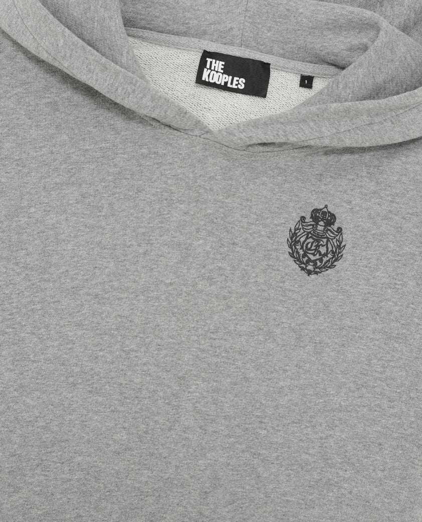 The Kooples DAMEN GREY MELANGE kurzes sweatshirt mit kapuze grau