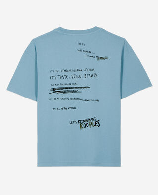 The Kooples H STONE BLUE light blue what is handwritten serigraphy t-shirt