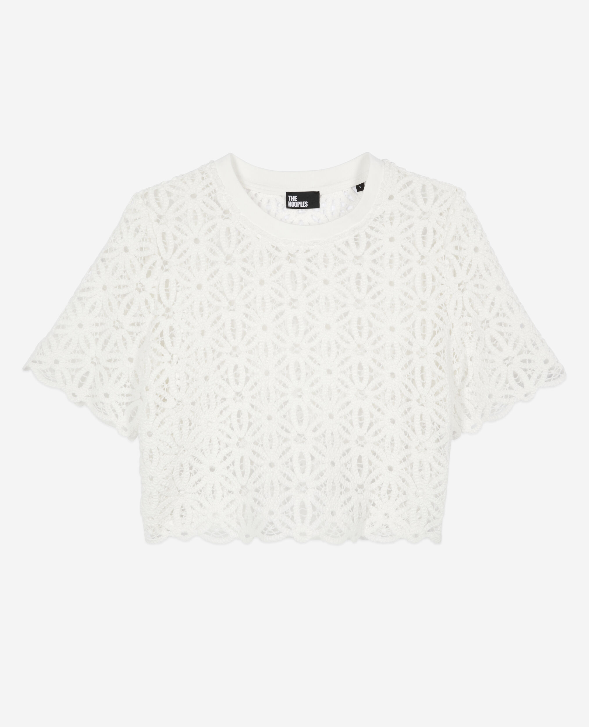 White guipure top, WHITE, hi-res image number null