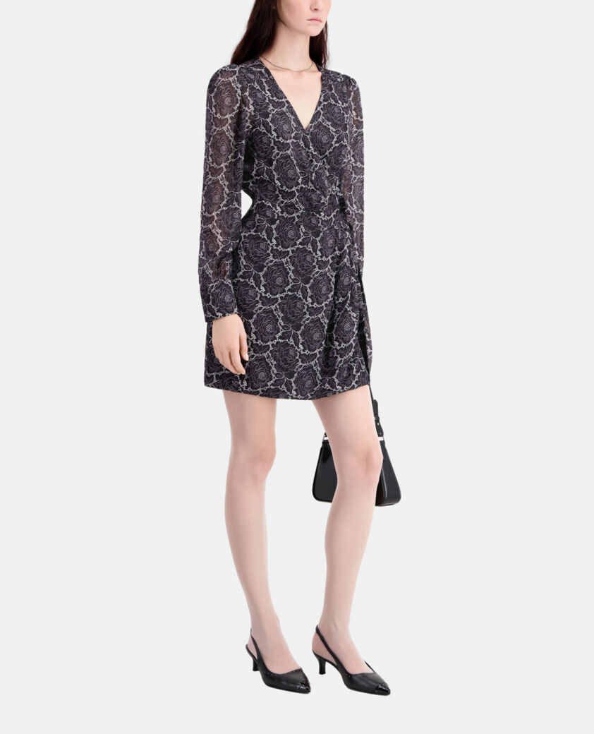 The Kooples FEMME BLACK robe portefeuille courte imprimée