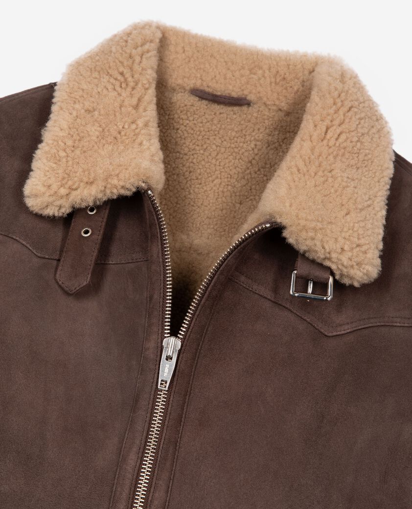 The Kooples HOMME BROWN peau lain&eacute;e marron