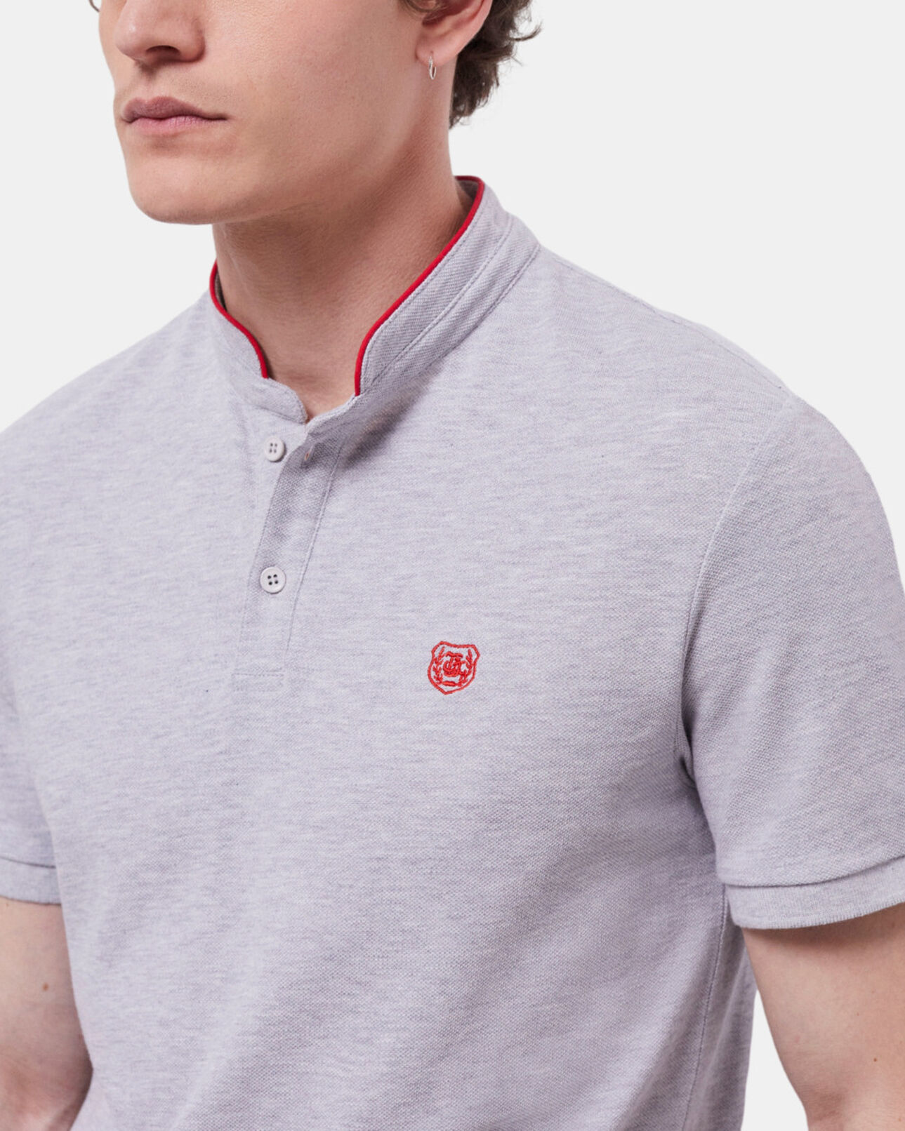 The Kooples HERREN LIGHT GREY graues poloshirt mit offizierskragen