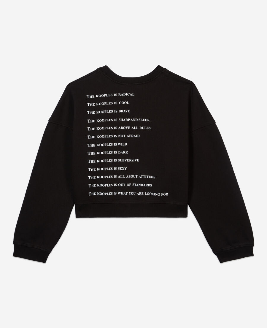 The Kooples F BLACK short black what is sweatshirt with rhinestones