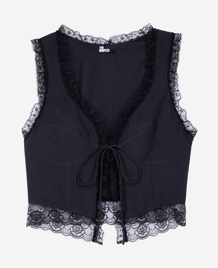 The Kooples WOMEN BLACK black lace-up top