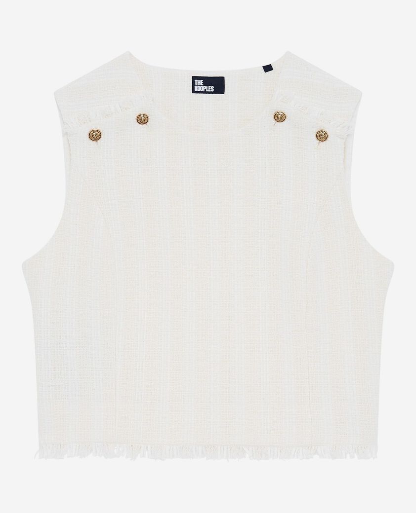 The Kooples F ECRU ecru tweed top