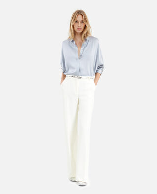 The Kooples WOMEN BLUE GREY loose fit blue silk shirt