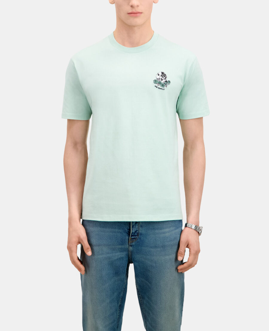 t-shirt homme vert avec broderie vintage skull