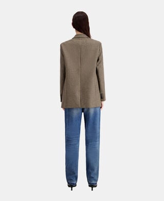 The Kooples DAMEN BEIGE-BROWN brauner blazer mit karomuster