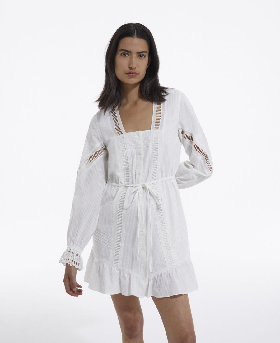 short white light dress with embroidery