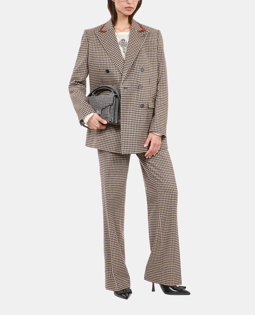 The Kooples WOMEN ECRU BLACK vichy check suit jacket