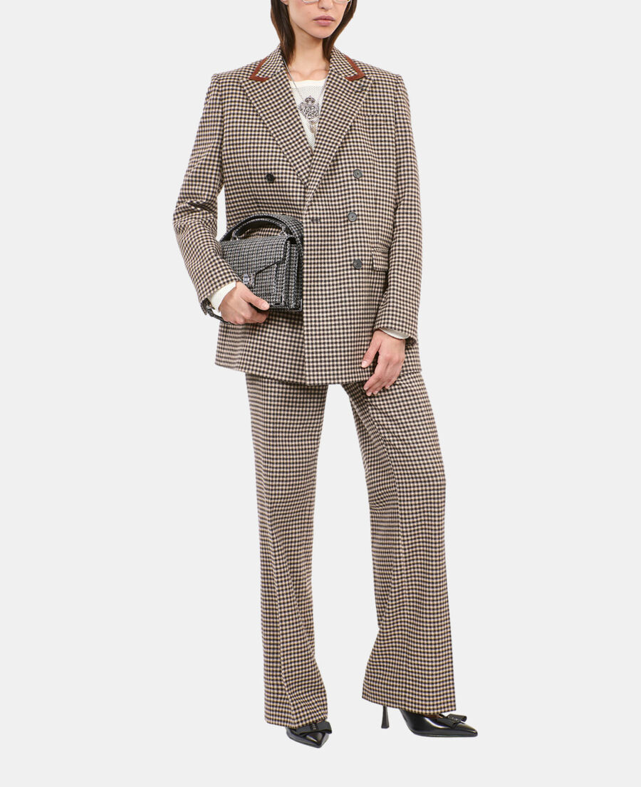 The Kooples FEMME ECRU BLACK veste tailleur à carreaux vichy