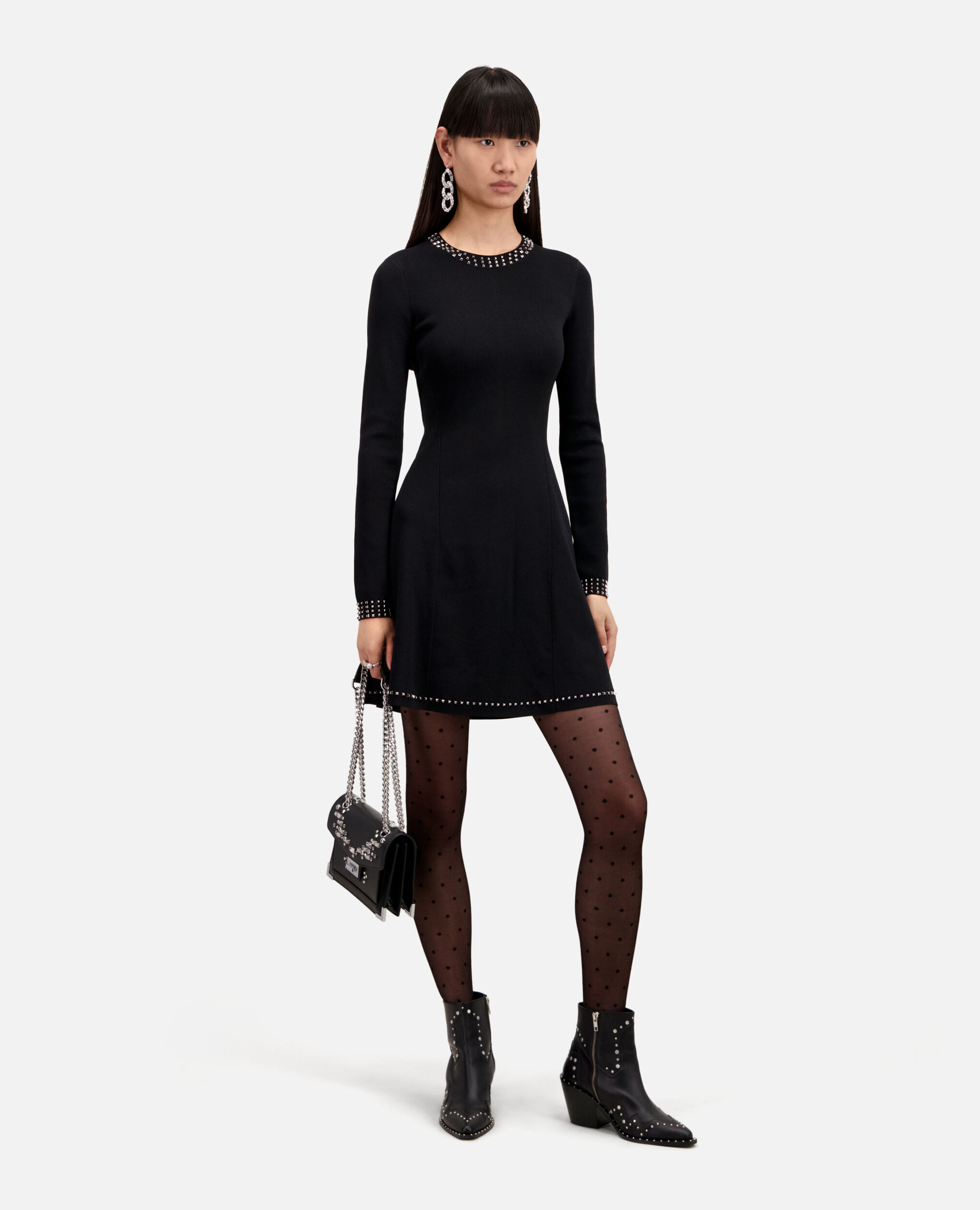 Heeled leather boots, BLACK, hi-res image number null