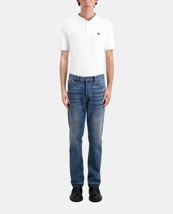 straight blue jeans