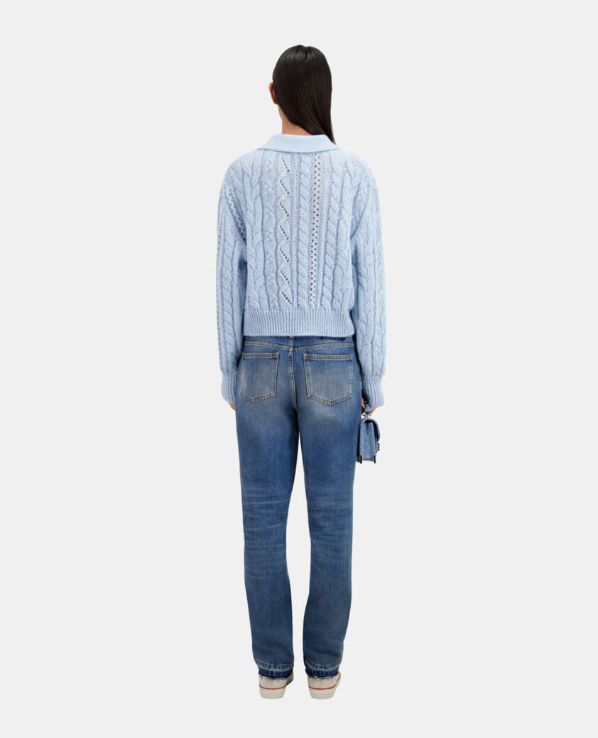 The Kooples FEMME BLUE pull en laine m&eacute;lang&eacute;e bleu ciel