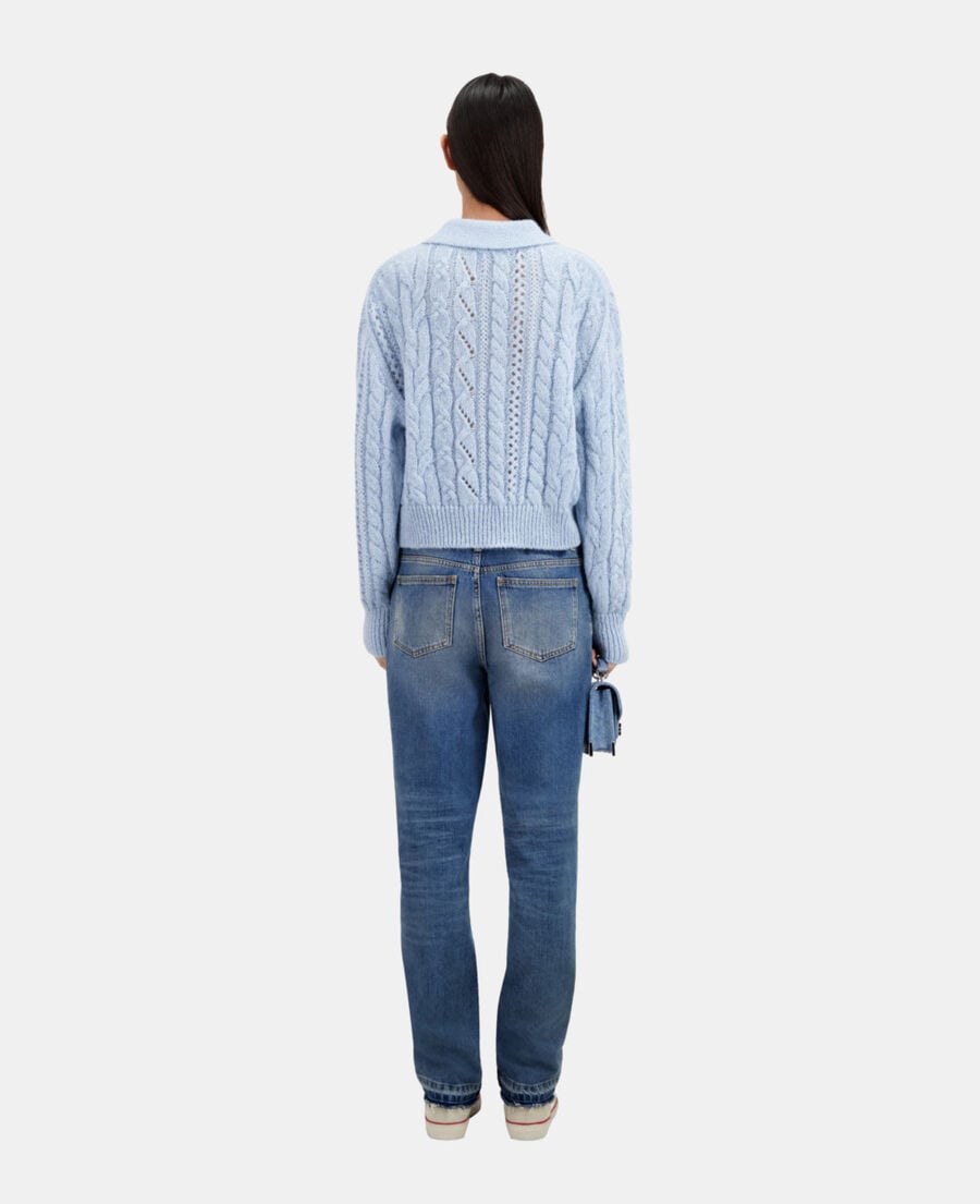 The Kooples FEMME BLUE pull en laine m&eacute;lang&eacute;e bleu ciel