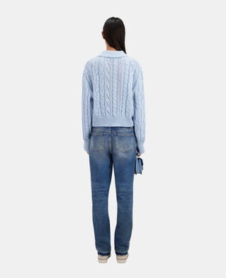 The Kooples FEMME BLUE pull en laine m&eacute;lang&eacute;e bleu ciel