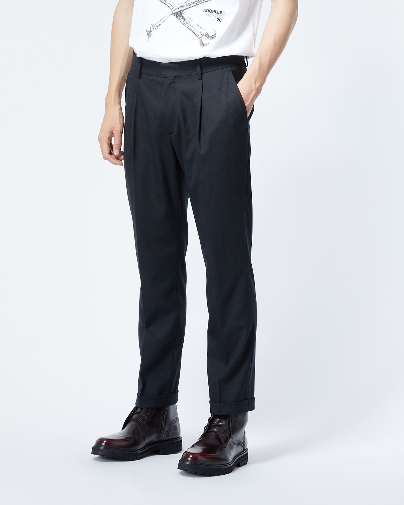The Kooples MEN BLACK black wool trousers 