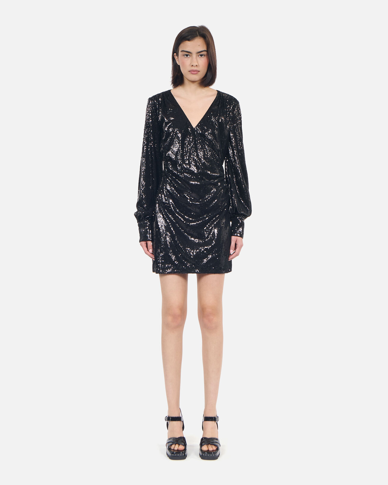The Kooples WOMEN BLACK short black sequin dress