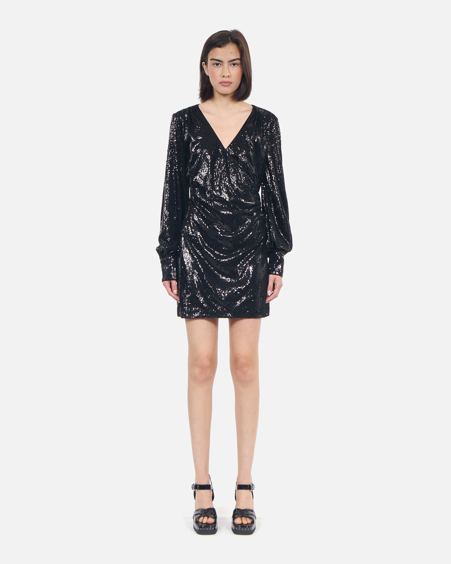 Short black sequin dress, BLACK, hi-res image number null