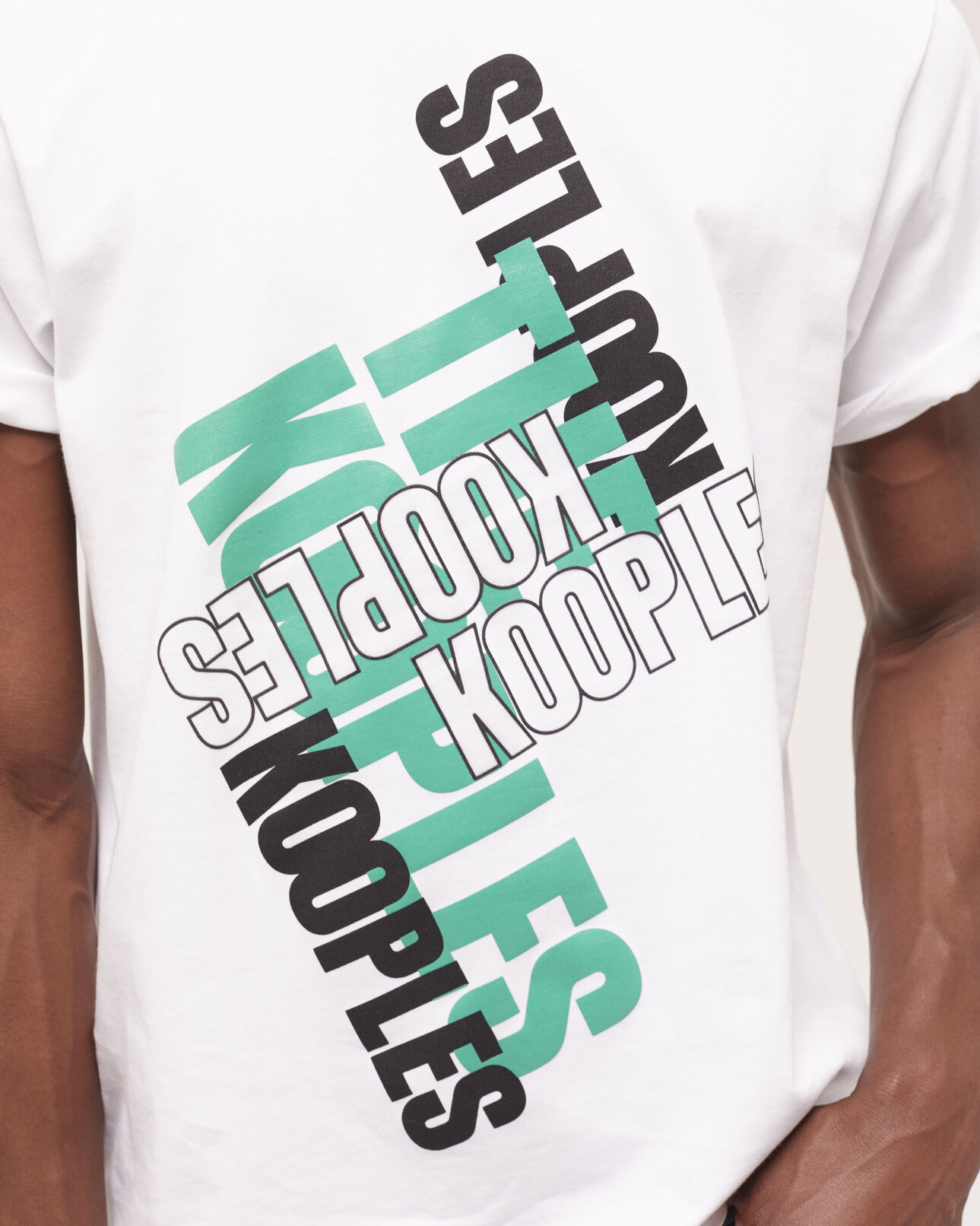 The Kooples HERREN GREEN-WHITE weißes t-shirt herren mit the kooples logo