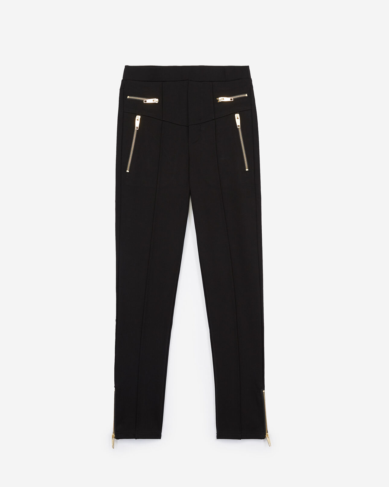 The Kooples WOMEN BLACK flared, technical fleece joggers with golden zips