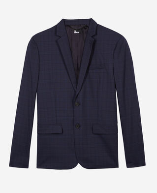 The Kooples H NAVY navy blue prince of wales wool suit jacket