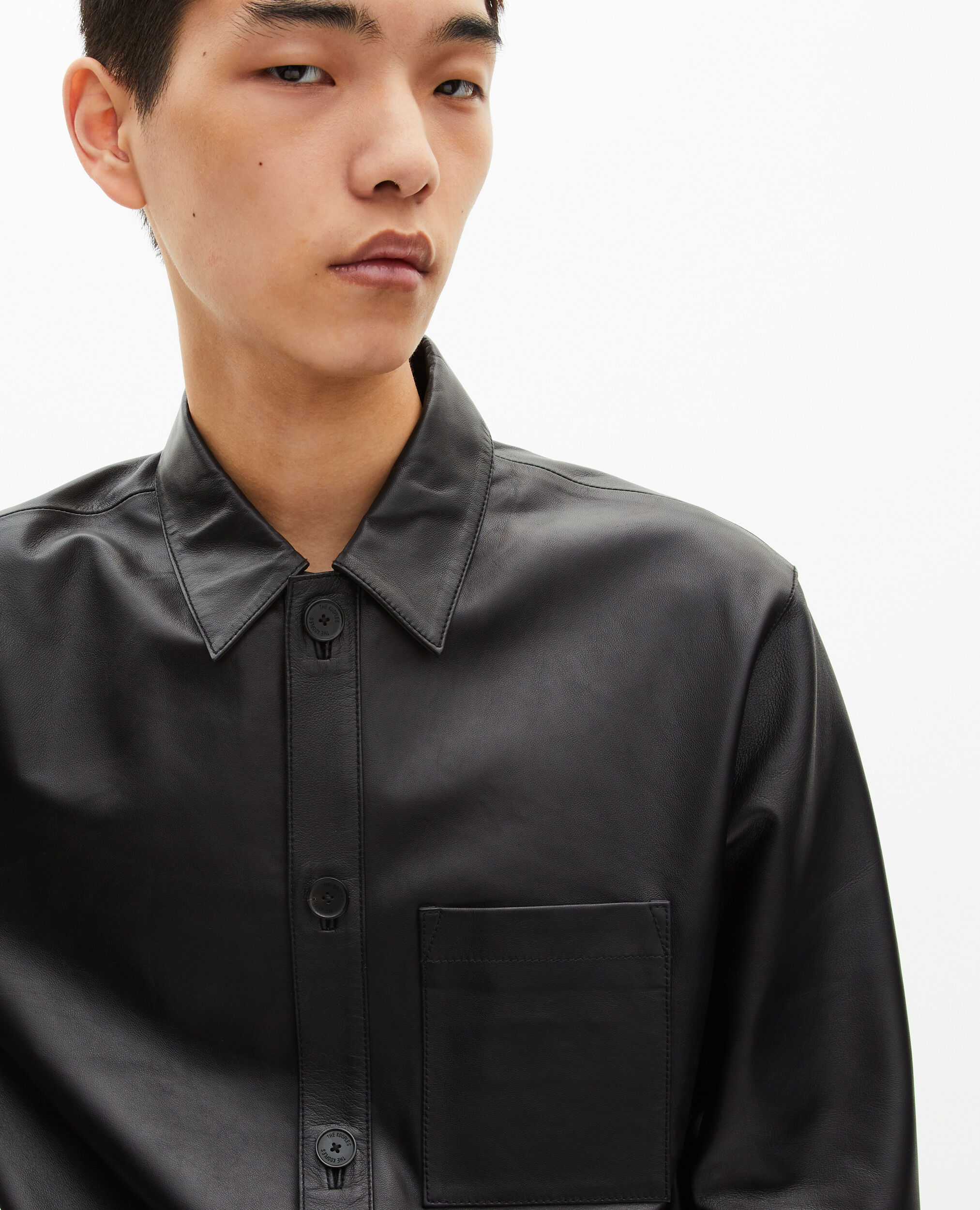 Black leather shirt | The Kooples US