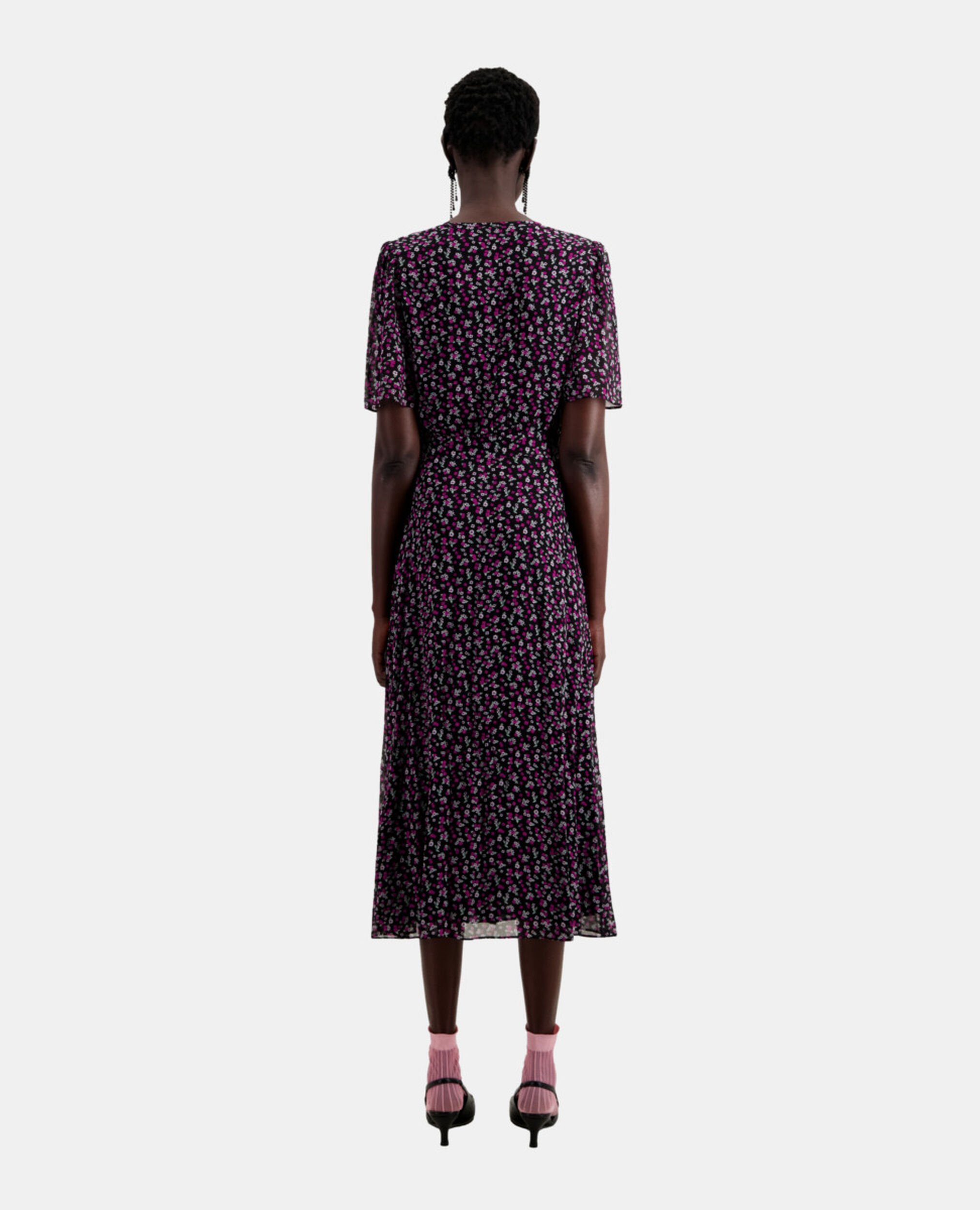 Langes Wickelkleid mit Print, BLACK / PINK, hi-res image number null