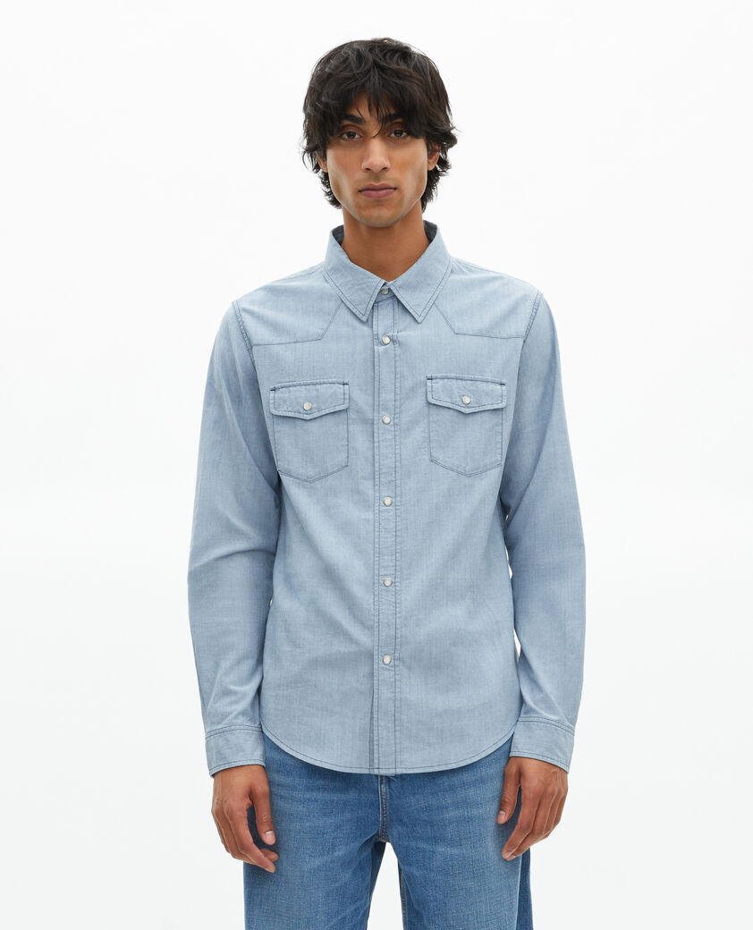 The Kooples HERREN BABY BLUE hellblaues denim-hemd