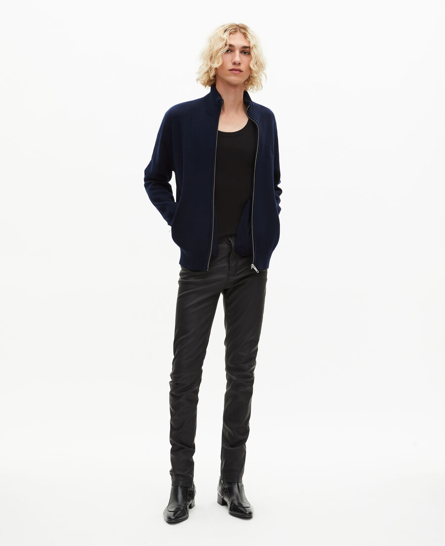 The Kooples HOMME NAVY cardigan en laine double face &agrave; zip marine