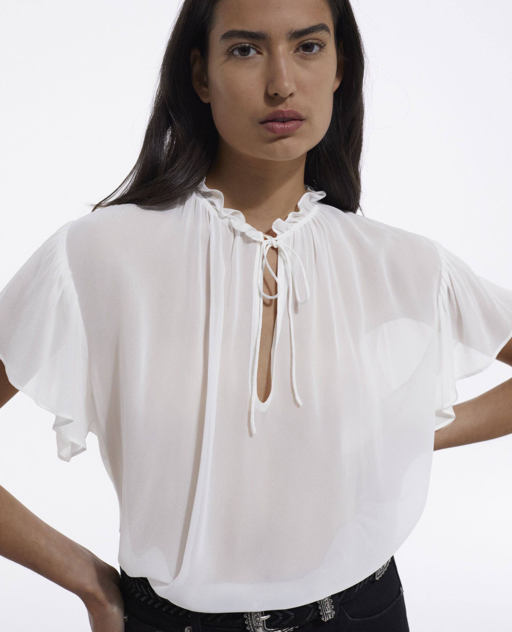 Bluse mit Volants, OFF WHITE, hi-res image number null