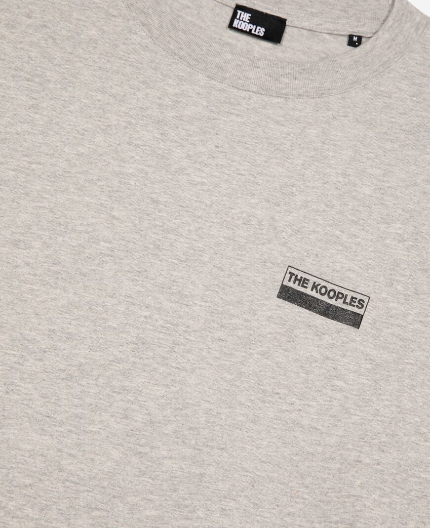 The Kooples MEN LIGHT GREY MELANGE gray screen print t-shirt