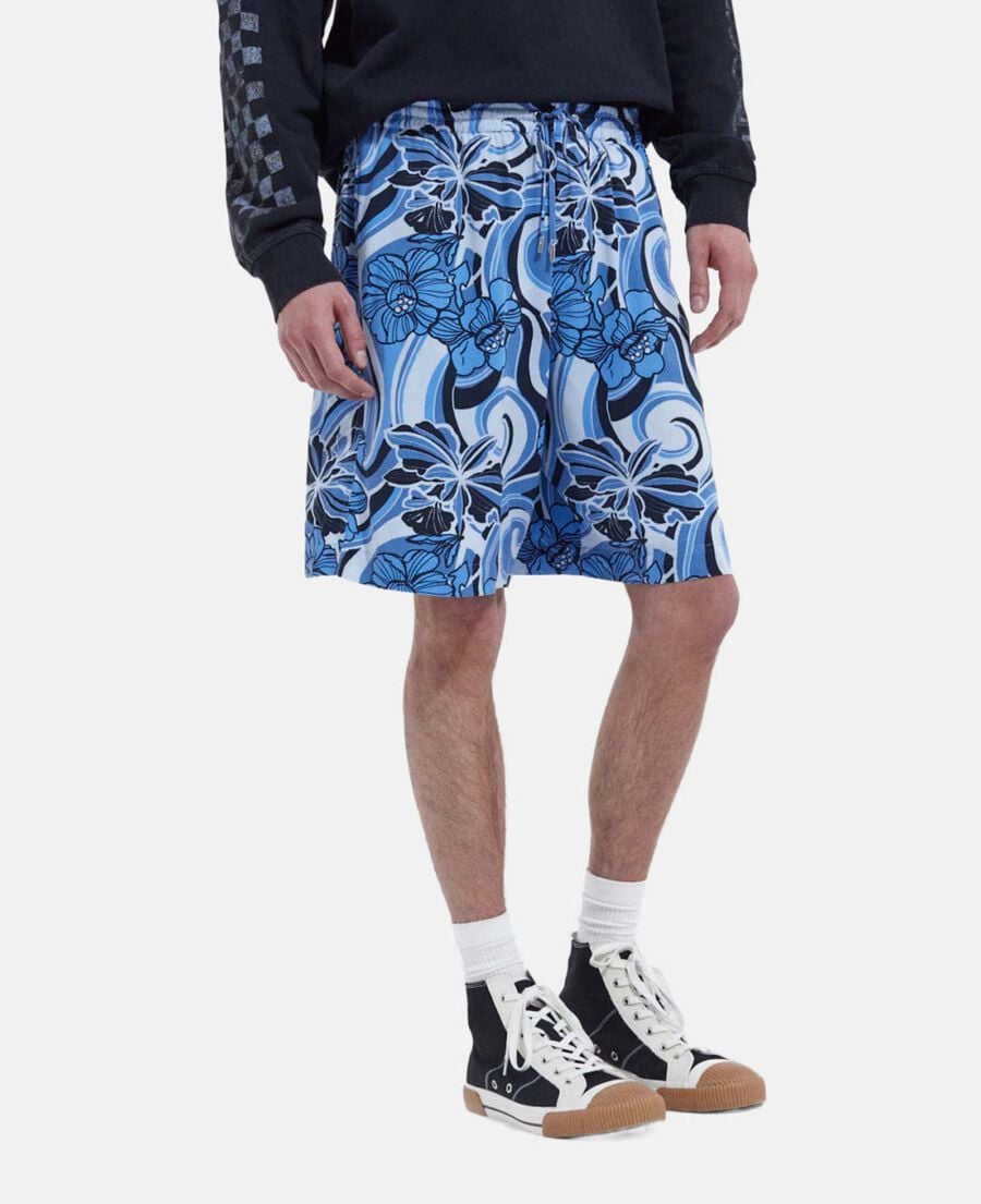 The Kooples HOMME BLUE short bleu imprimé psychédélique fluide