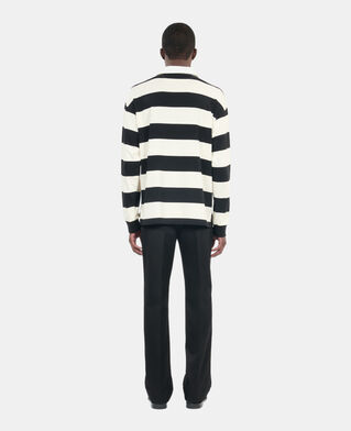 The Kooples H BLACK / WHITE long-sleeved black and white striped polo t-shirt