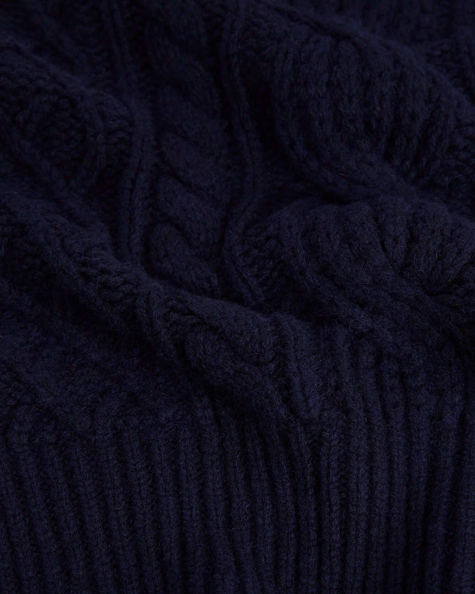 Pull laine à torsades marine col roulé, NAVY, hi-res image number null