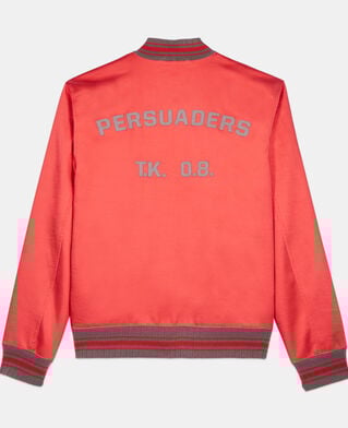 The Kooples HERREN RUBIS roter, satinierter blouson mit patches