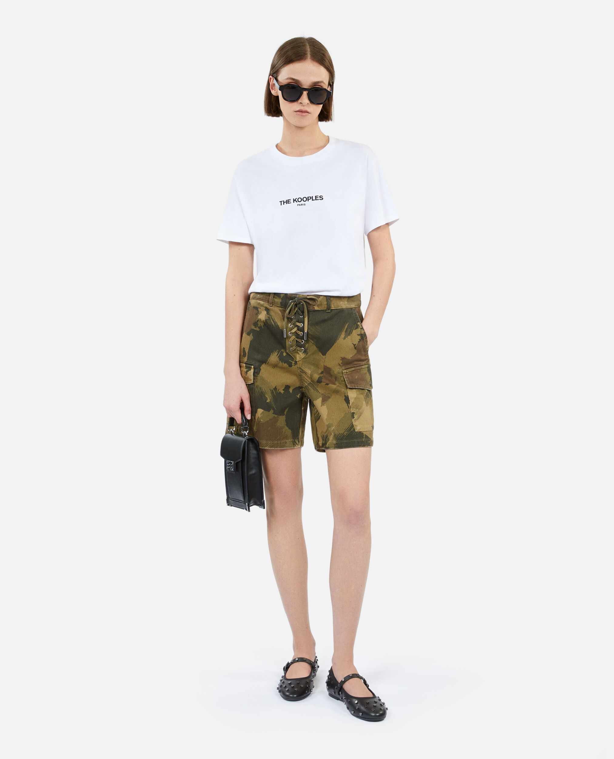 White cotton T-shirt with printed logo, WHITE, hi-res image number null