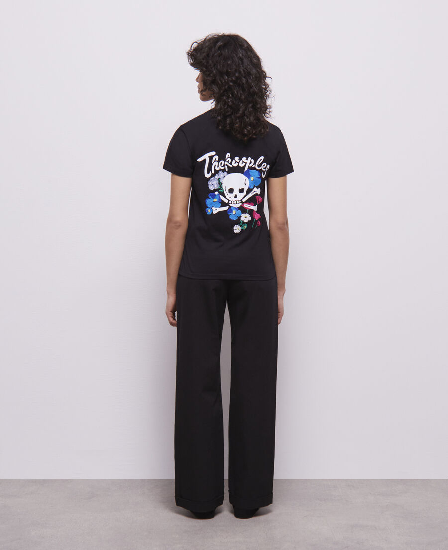 t-shirt femme noir avec broderies