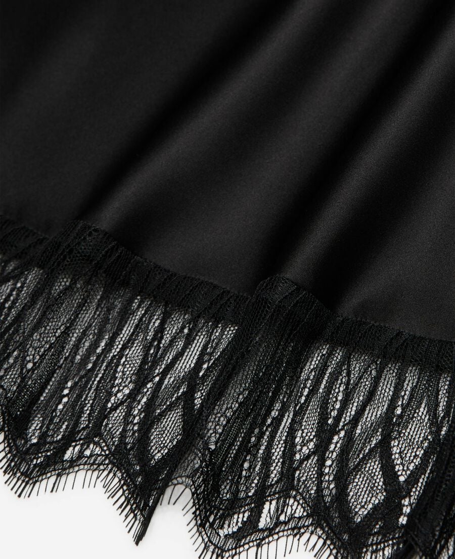 The Kooples FEMME BLACK jupe longue avec détails en dentelle noire