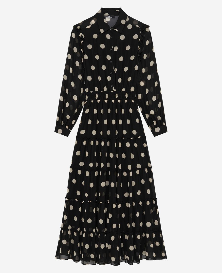 The Kooples WOMEN BLACK WHITE black polka dot maxi dress