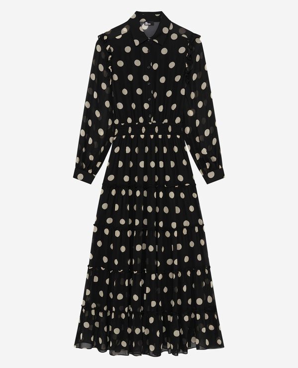 The Kooples WOMEN BLACK WHITE black polka dot maxi dress