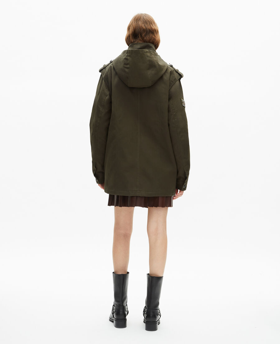 The Kooples DAMEN KAKI khakifarbener parka mit kapuze