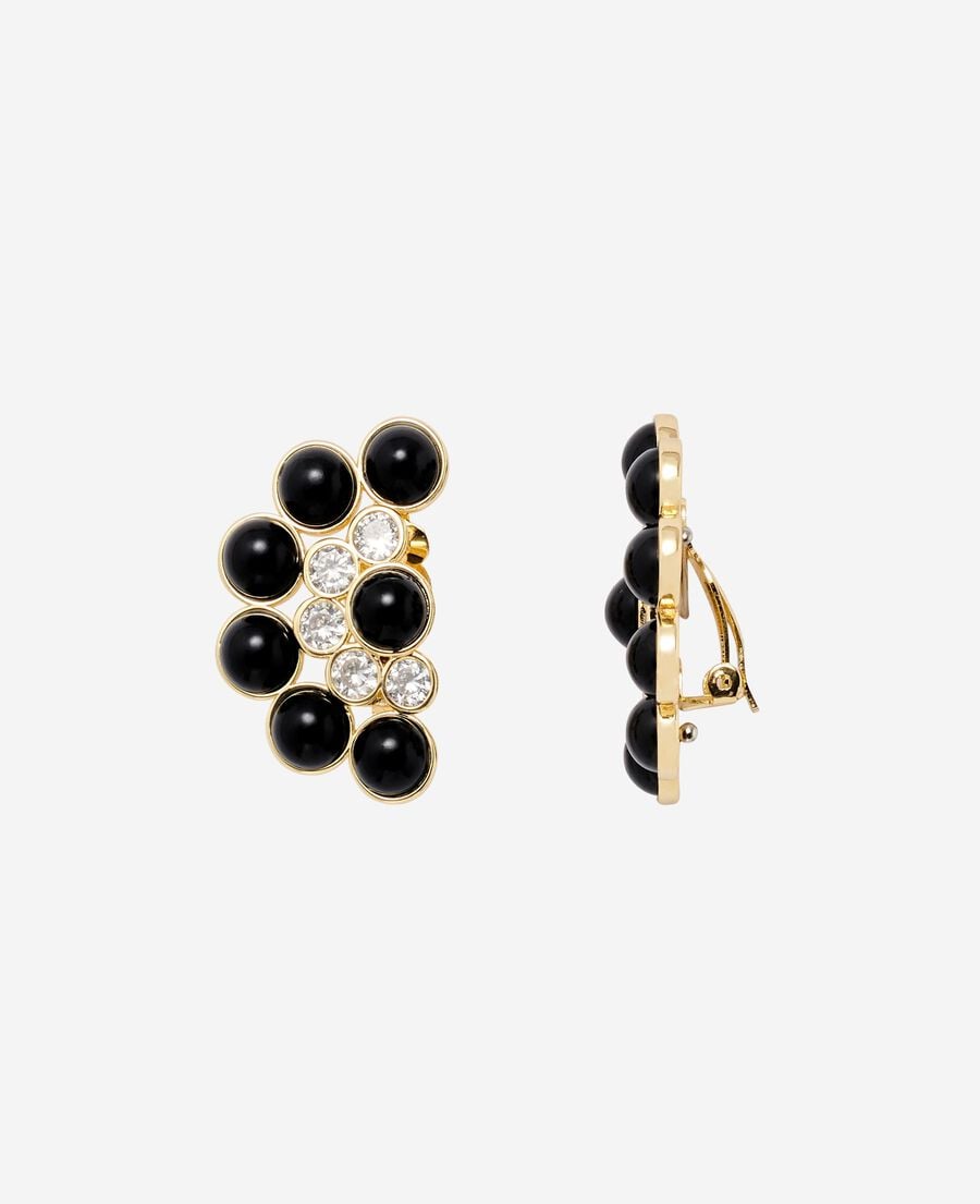 The Kooples F GOLD gold and black earrings