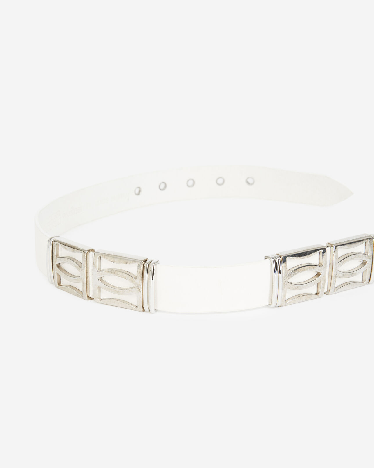 The Kooples FEMME WHITE ceinture cuir blanche pièces métalliques
