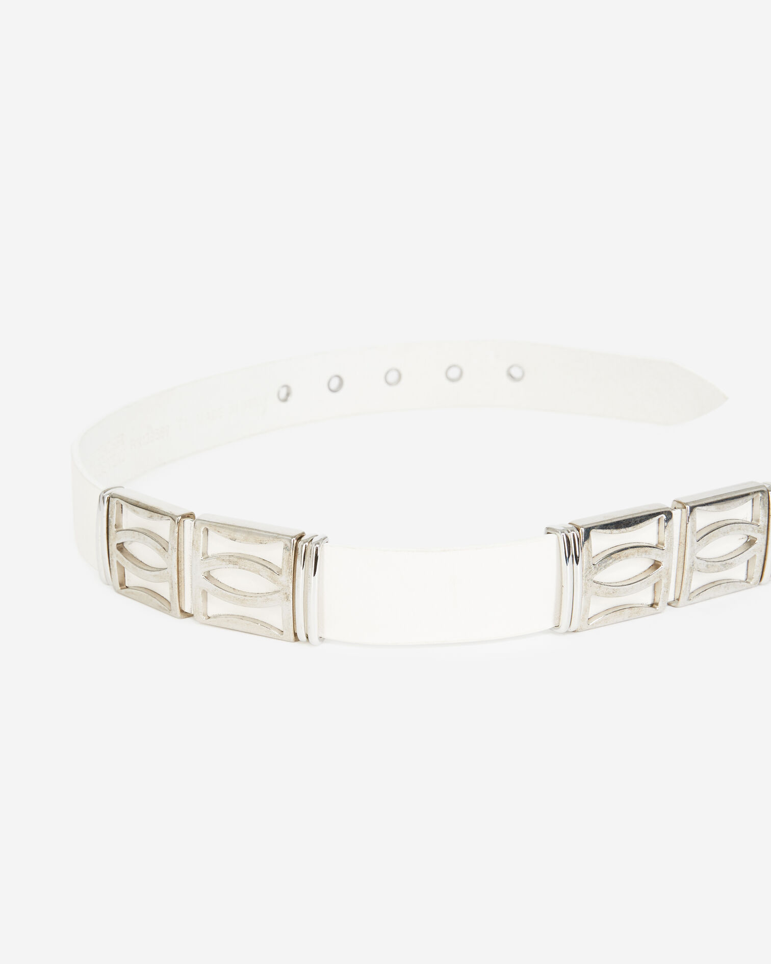 Ceinture cuir blanche pièces métalliques, WHITE, hi-res image number null