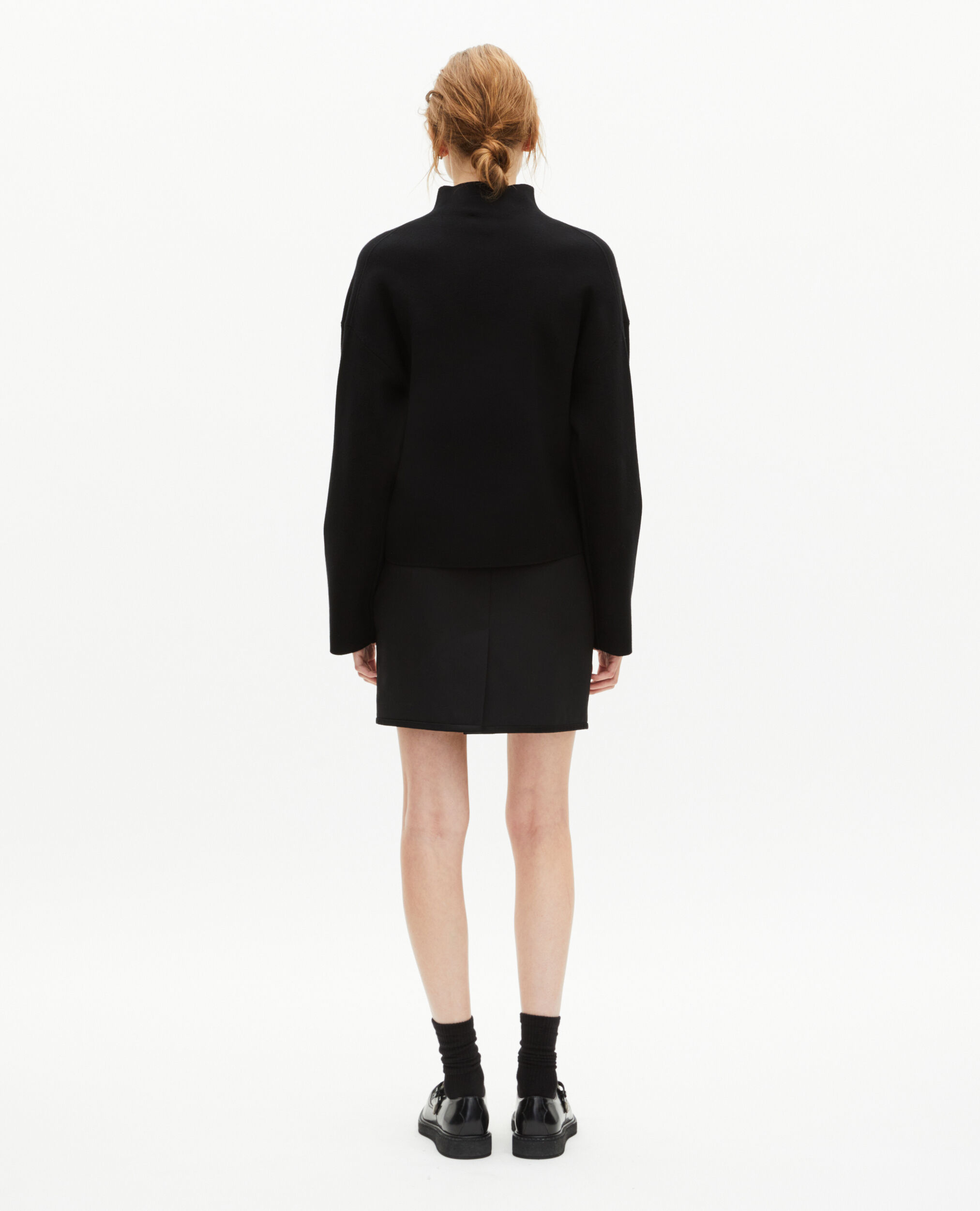 Black mock-neck sweater, BLACK, hi-res image number null