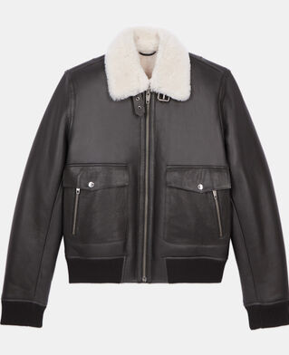 The Kooples MEN BLACK short black shearling jacket